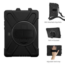 Laden Sie das Bild in den Galerie-Viewer, Gerutek Hülle Samsung Galaxy Tab Active Pro T545 / T540 (10,1 Zoll), Stoßfeste Robust Panzerhülle mit Drehbar Stände, Handschlaufe, Schultergurt Schutzhülle für Samsung Tab Active Pro 10.1, Schwarz