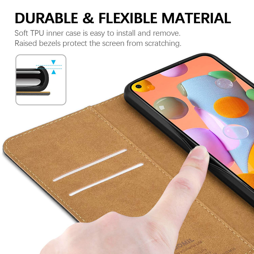 HOOMIL Handyhülle für Samsung Galaxy M11 Hülle, Samsung Galaxy A11 Hülle, Leder Tasche Flip Case Schutzhülle Kompatibel mit Samsung Galaxy M11/A11, Schwarz