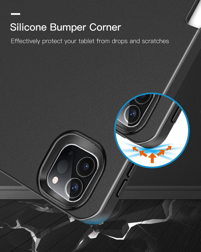 ZtotopCases Hülle für iPad Pro 11 2021, Ultradünne Soft TPU Rückseite Abdeckung Schutzhülle mit Pencilhalter, Auto Schlaf /Aufwach, für Neu 2021 iPad Pro 11 Zoll 3. Generation, Schwarz