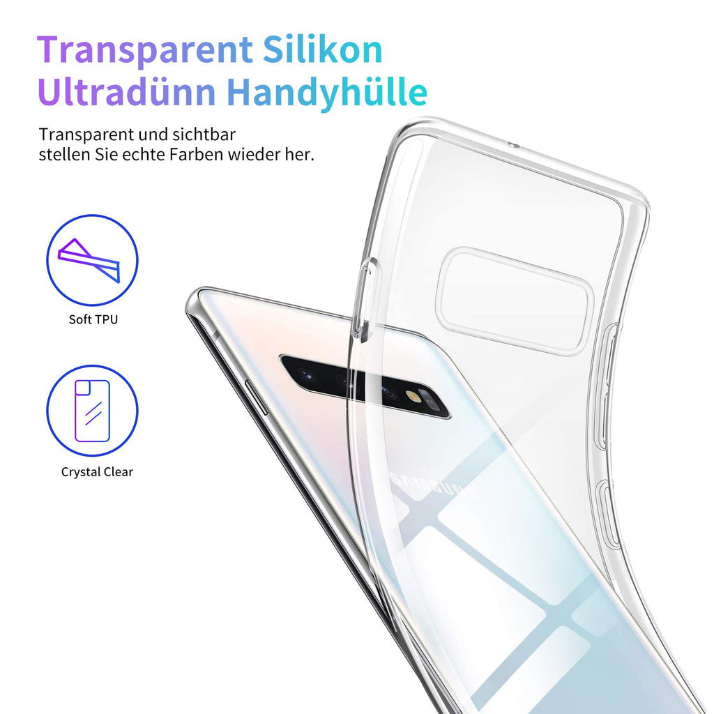 Hülle Kompatibel mit Samsung Galaxy S10, Stoßfest Schützend TPU Ultradünne Klar Silikonhülle, Anti-Rutsch-Handyhülle, Kratzfeste Schutzhülle für Samsung Galaxy S10 - Transparent