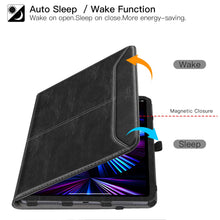 Laden Sie das Bild in den Galerie-Viewer, ZtotopCases Hülle für Neu iPad Pro 11 2021(3. Generation), Premium Leder Geschäftshülle mit Ständer,Kartensteckplatz,Auto Schlaf/ Aufwach Funktion, Mehrfachwinkel,für iPad 11 Zoll 2021, Schwarz