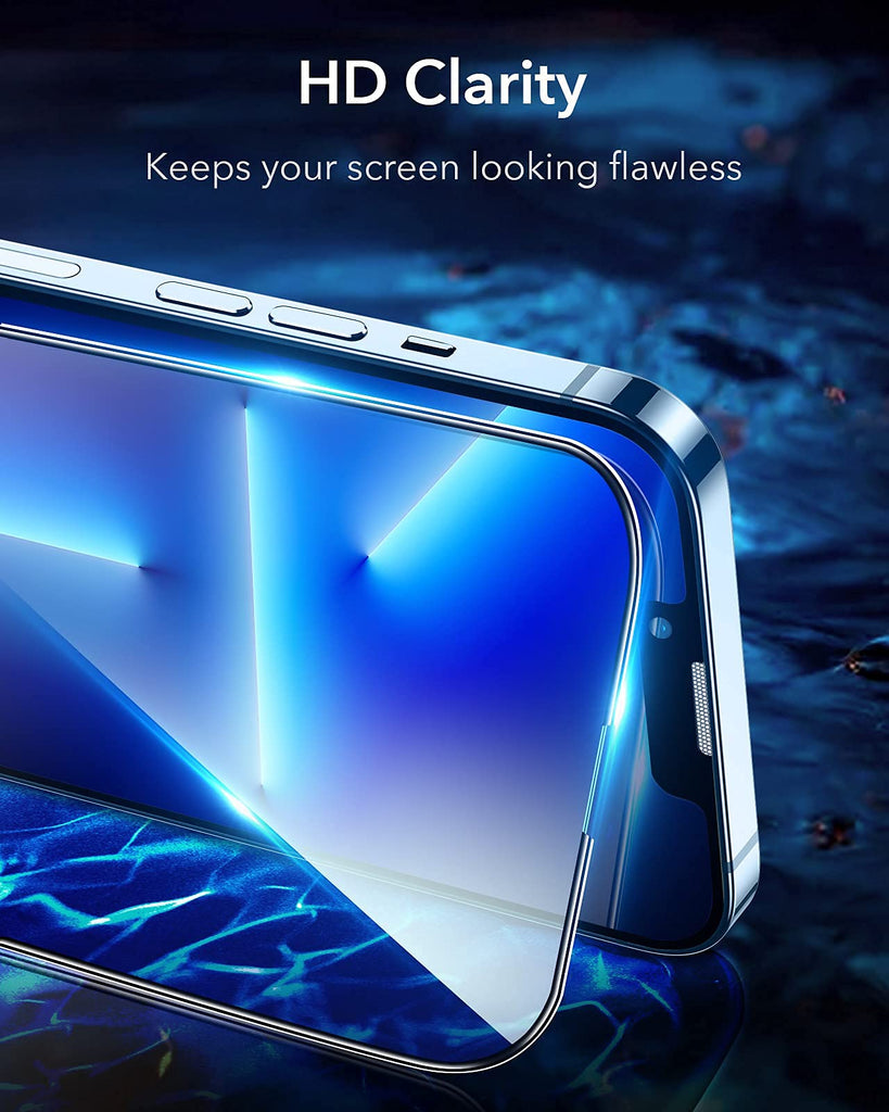 ESR 2 Stück Armorite Displayschutz kompatibel mit iPhone 13 Pro Max, mit Positionierhilfe, 50 kg Kraftresistenz, harte Panzerglas Displayschutzfolie