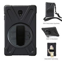 Laden Sie das Bild in den Galerie-Viewer, Gerutek Hülle für Samsung SM-T595 / SM-T590 Galaxy Tab A 10.5, Stoßfeste Robust Panzerhülle mit Drehbar Stände, Handschlaufe, Schultergurt Schutzhülle Galaxy Tab A 10.5 2018 (SM-T590/SM-T595), Schwarz