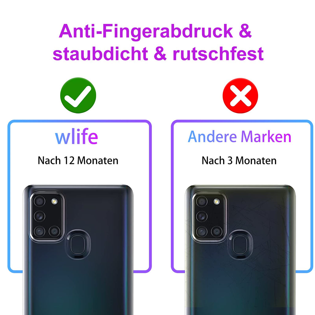 Wlife Hülle Kompatibel Samsung A21s,Slim Transparent Weich Anti-Vergilbung TPU Schutzhülle,Anti-Fingerabdruck, Anti-Kratze Qualität Stoßfest durchsichtig Silikon Handyhülle für Samsung A21s