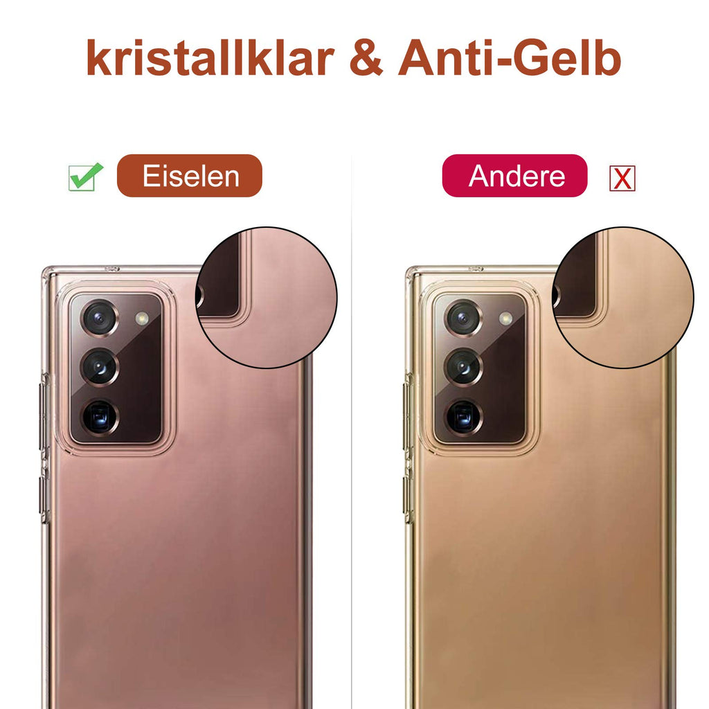 Eiselen Silikon Hülle Kompatibel mit Samsung Galaxy Note 20, Weiche case, Ultra-dünne Stylische Stoßfest Fallschutz Vollkörperschutz Handyhülle Schutzhülle für Samsung Galaxy Note 20 - Klar