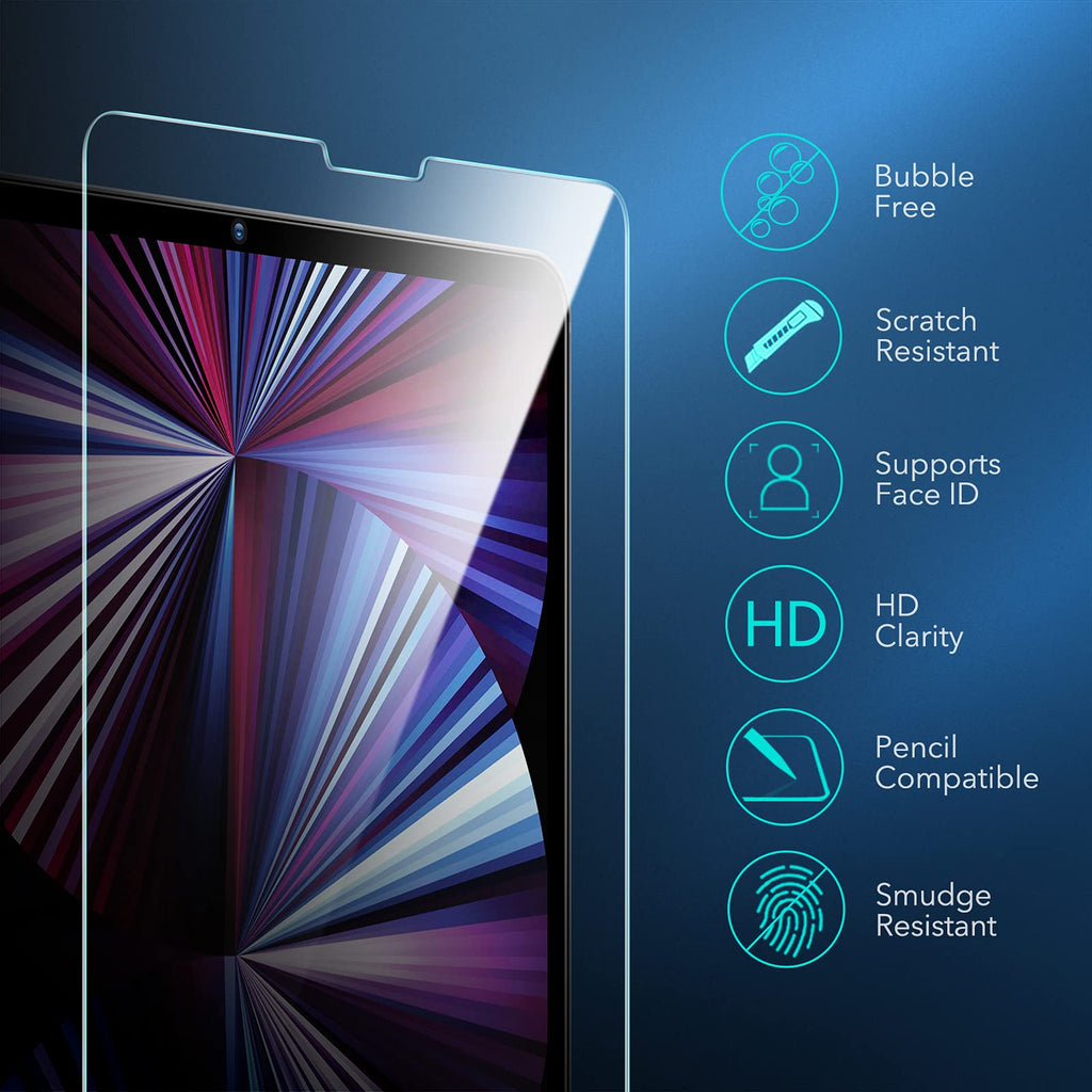 ESR Display schutzfolie kompatibel mit iPad Pro 11 2021/2020/2018 und iPad Air 4 2020, mit kratzresistenter HD Klarheit, Panzerglas mit Montagerahmen