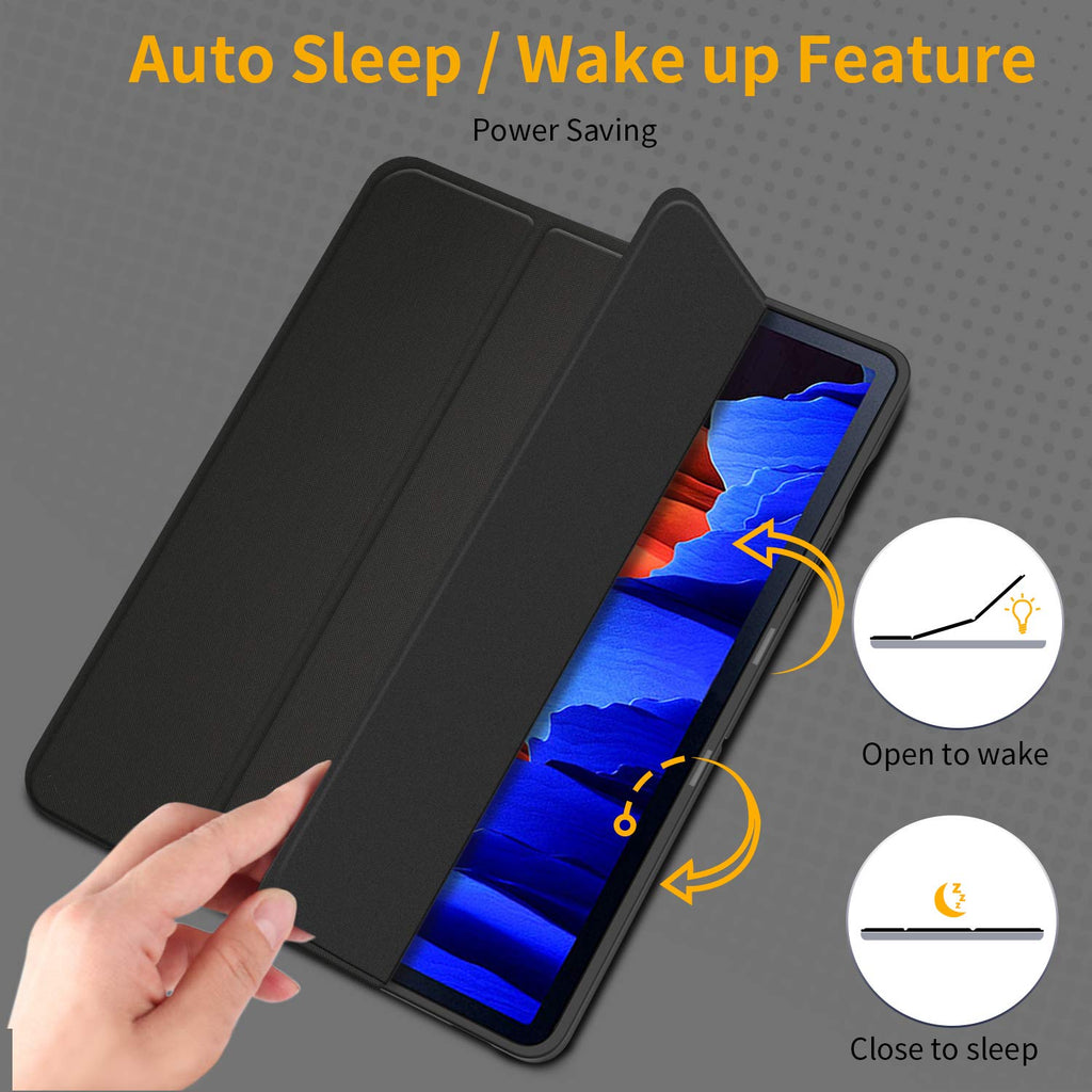 EasyAcc Hülle Kompatibel mit Samsung Galaxy Tab S7 2020 - Ultra Dünn mit Auto aufwachen/Schlaf Funktion Standfunktion Slim PU Leder Schutzhülle Passt für Samsung Galaxy Tab S7 2020, Schwarz