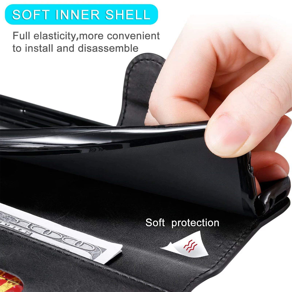 LINER Hülle für Oppo A74 5G / Oppo A54 5G, Handyhülle mit Kartenfächer Premium PU Leder Flip Case Magnetverschluss Standfunktion Stoßfest Schutzhülle für Oppo A74 5G / Oppo A54 5G - Schwarz