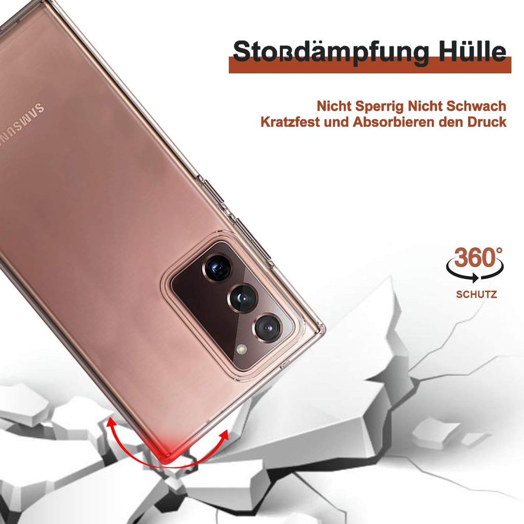 Eiselen Silikon Hülle Kompatibel mit Samsung Galaxy Note 20, Weiche case, Ultra-dünne Stylische Stoßfest Fallschutz Vollkörperschutz Handyhülle Schutzhülle für Samsung Galaxy Note 20 - Klar