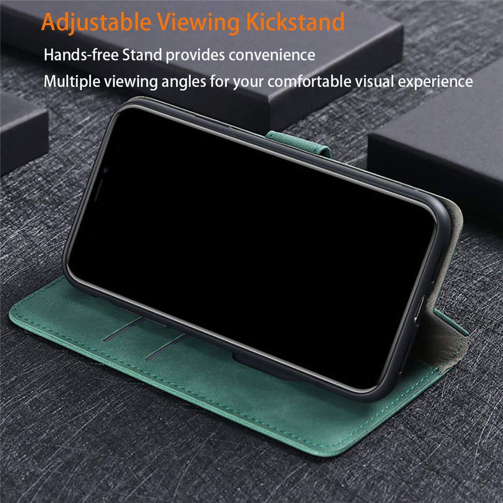 GOKEN Leder Folio Hülle für Oppo A74 5G / Oppo A54 5G, Lederhülle Brieftasche Mit Kartensteckplätzen, Premium Flip PU/TPU Handyhülle Schutzhülle Case Cover mit Ständer Funktion (Schwarz)