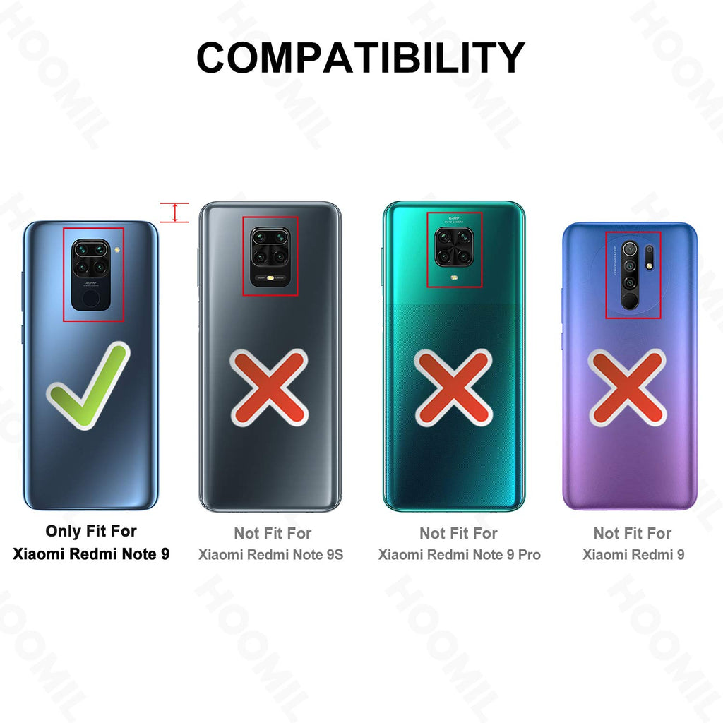 HOOMIL Handyhülle für Xiaomi Redmi Note 9 Hülle, Premium PU Leder Flip Case Schutzhülle für Xiaomi Redmi Note 9 Tasche, Schwarz