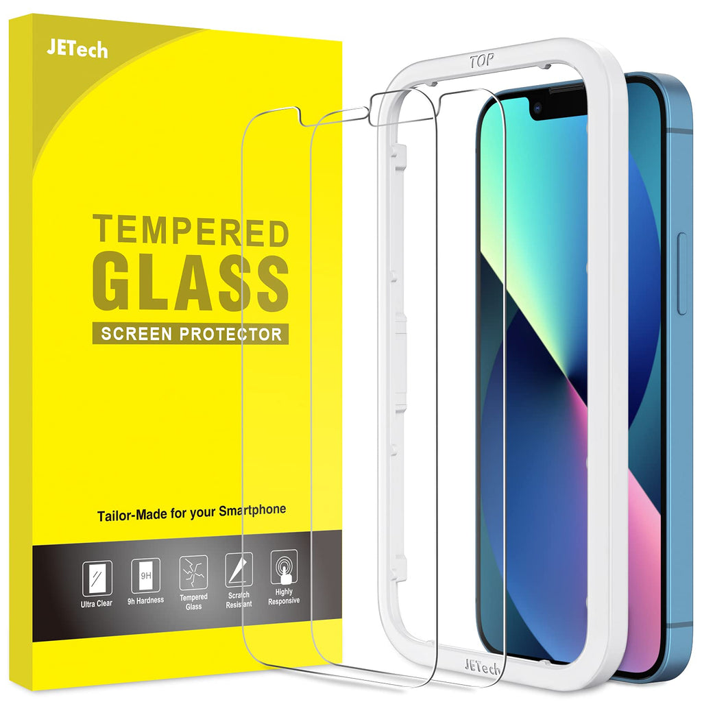 JETech Schutzfolie Kompatibel mit iPhone 13/13 Pro 6,1 Zoll, Gehärtetem Glas Panzerglas mit Einfaches Installationswerkzeug, 2 Stück
