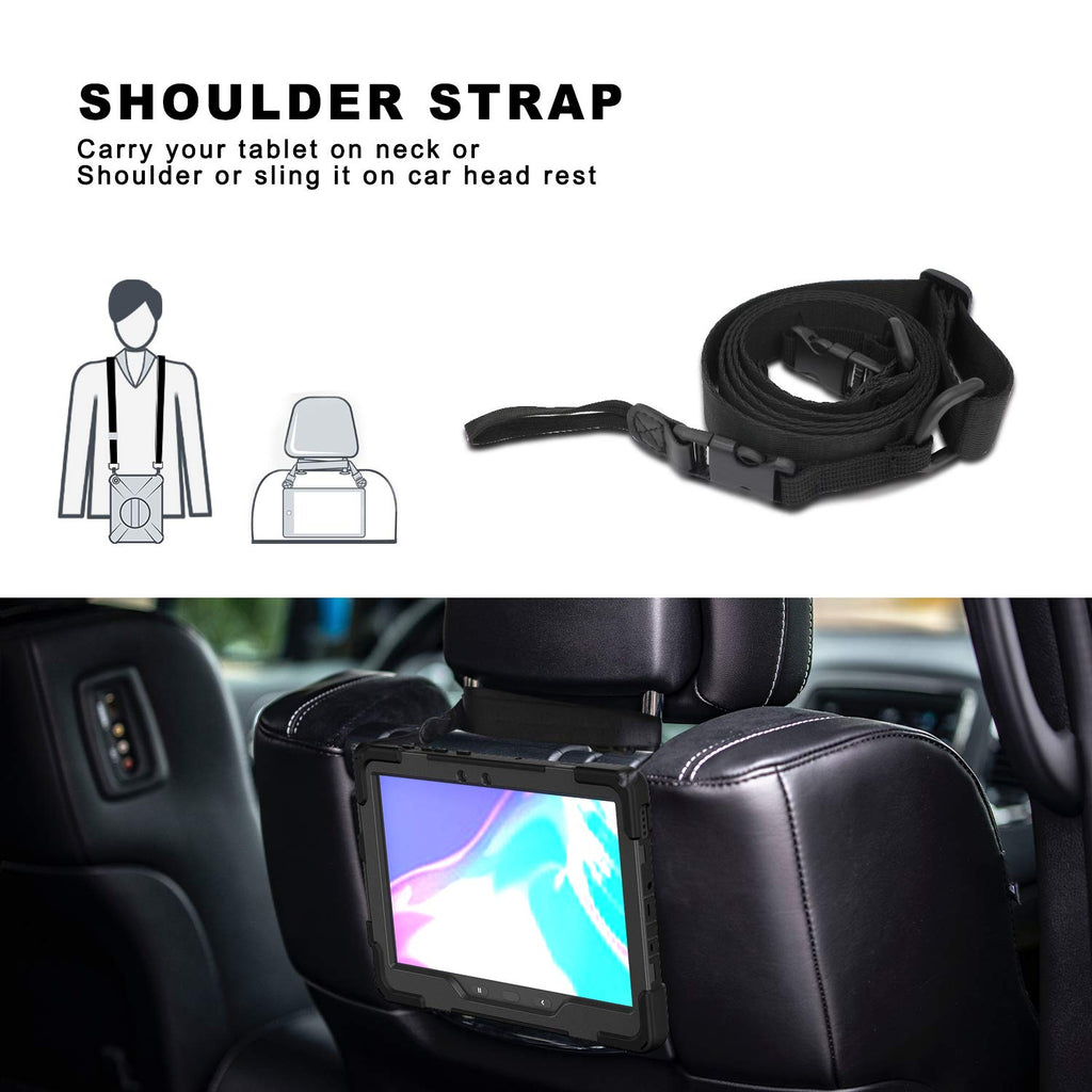 Gerutek Hülle Samsung Galaxy Tab Active Pro T545 / T540 (10,1 Zoll), Stoßfeste Robust Panzerhülle mit Drehbar Stände, Handschlaufe, Schultergurt Schutzhülle für Samsung Tab Active Pro 10.1, Schwarz