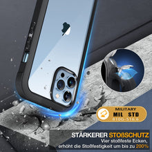 Laden Sie das Bild in den Galerie-Viewer, Miracase 360 Grad Hülle Kompatibel mit iPhone 13 Pro, Ganzkörper Schutzhülle mit eingebauter Glas Displayschutzfolie, Stoßfeste Fullbody Handyhülle, Schwarz