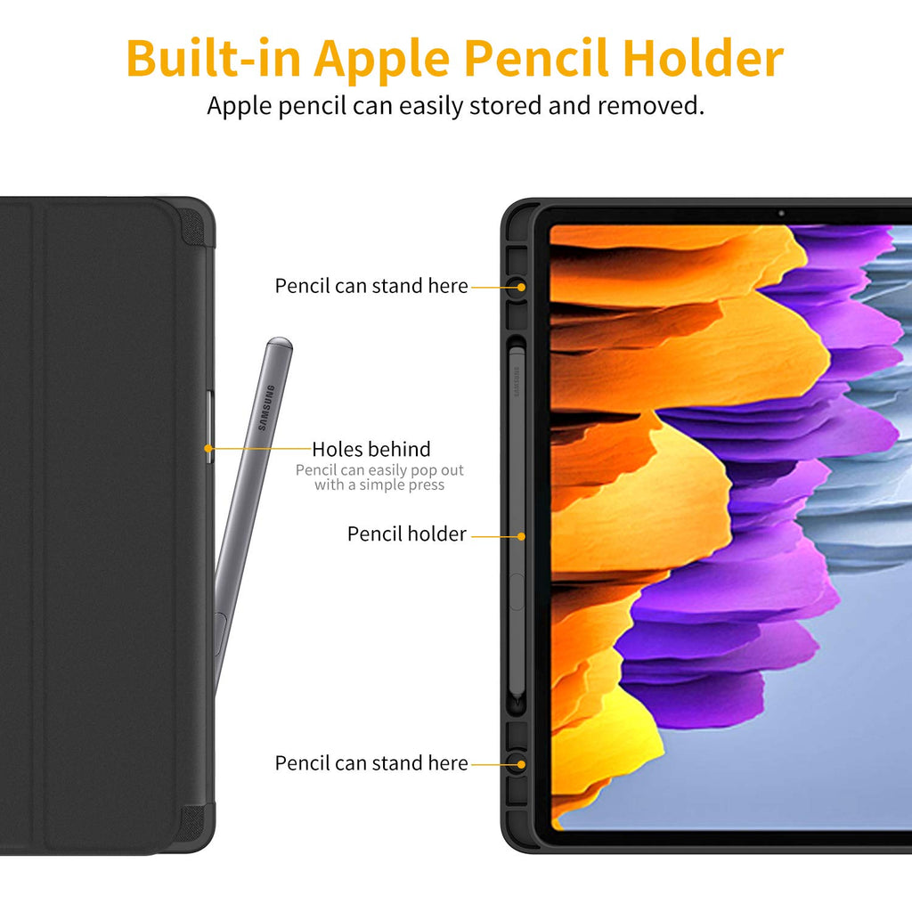 EasyAcc Hülle Kompatibel mit Samsung Galaxy Tab S7 2020 - Ultra Dünn mit Auto aufwachen/Schlaf Funktion Standfunktion Slim PU Leder Schutzhülle Passt für Samsung Galaxy Tab S7 2020, Schwarz