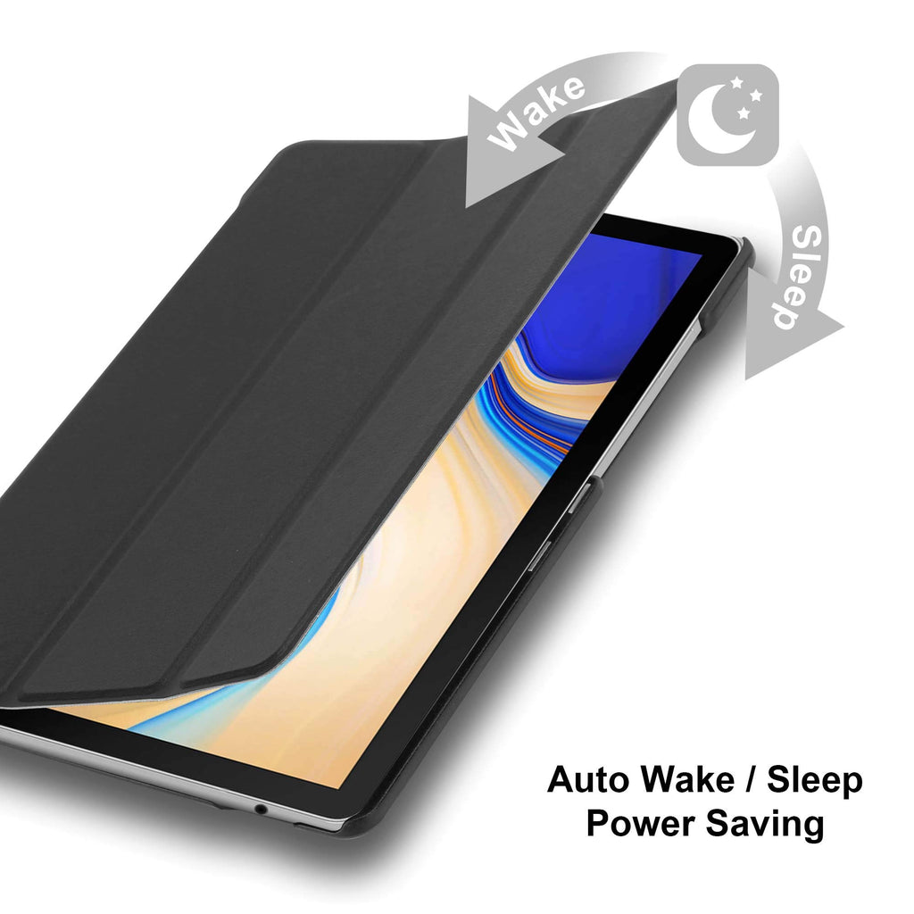 Cadorabo Tablet Hülle für Samsung Galaxy Tab S4 (10,5" Zoll) T830 / T835 in Satin SCHWARZ – Ultra Dünne Book Style Schutzhülle mit Auto Wake Up und Standfunktion aus Kunstleder