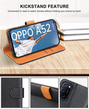 Laden Sie das Bild in den Galerie-Viewer, FMPCUON Hülle Case Kompatibel mit Oppo A52 / Oppo A72 / Oppo A92 - Premium PU Leder Brieftasche Handyhülle - Handy Lederhülle Cover Schutzhülle Etui Tasche Book Klapp Style Handytasche, Schwarz