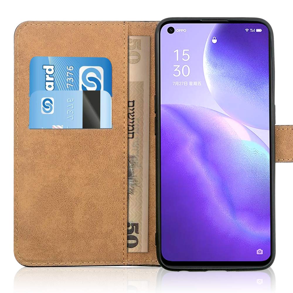 SDTEK Hülle Kompatibel mit Oppo Find X3 Lite, (Schwarz) Tasche Leder Flip Case Brieftasche Book Etui Schutzhülle Handyhülle