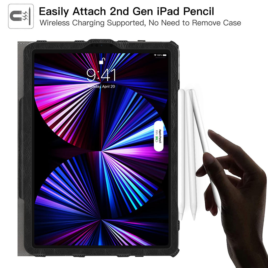 ZtotopCases Hülle für Neu iPad Pro 11 2021(3. Generation), Premium Leder Geschäftshülle mit Ständer,Kartensteckplatz,Auto Schlaf/ Aufwach Funktion, Mehrfachwinkel,für iPad 11 Zoll 2021, Schwarz