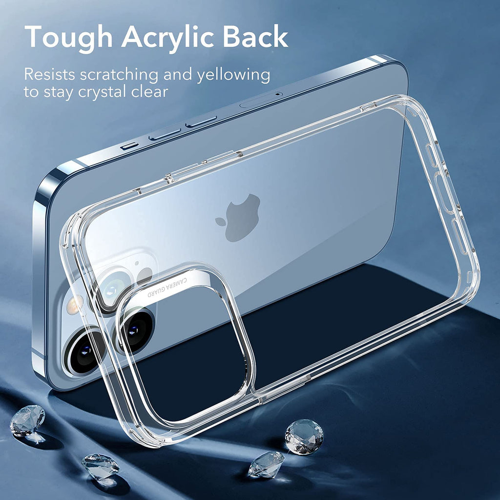 ESR dünne Silikon Hülle kompatibel mit iPhone 13 Pro, transparentes Hybrid Case, kratzresistente Rückseite, griffiger Schutzrahmen, Klar