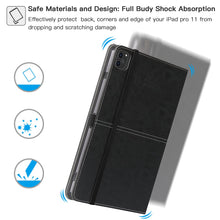 Laden Sie das Bild in den Galerie-Viewer, ZtotopCases Hülle für Neu iPad Pro 11 2021(3. Generation), Premium Leder Geschäftshülle mit Ständer,Kartensteckplatz,Auto Schlaf/ Aufwach Funktion, Mehrfachwinkel,für iPad 11 Zoll 2021, Schwarz