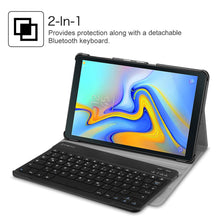 Laden Sie das Bild in den Galerie-Viewer, Fintie Tastatur Hülle für Samsung Galaxy Tab A 10.5 SM-T590/T595 2018 Tablet-PC - Ultradünn leicht Schutzhülle mit magnetisch Abnehmbarer drahtloser Deutscher Bluetooth Tastatur, Schwarz