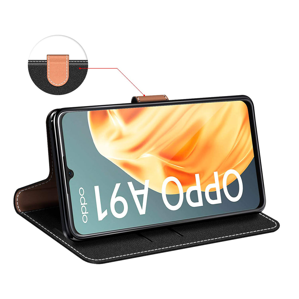 COODIO Handyhülle für Oppo A91 Handy Hülle, Oppo A91 Hülle Leder Handytasche für Oppo A91 Klapphülle Tasche, Schwarz