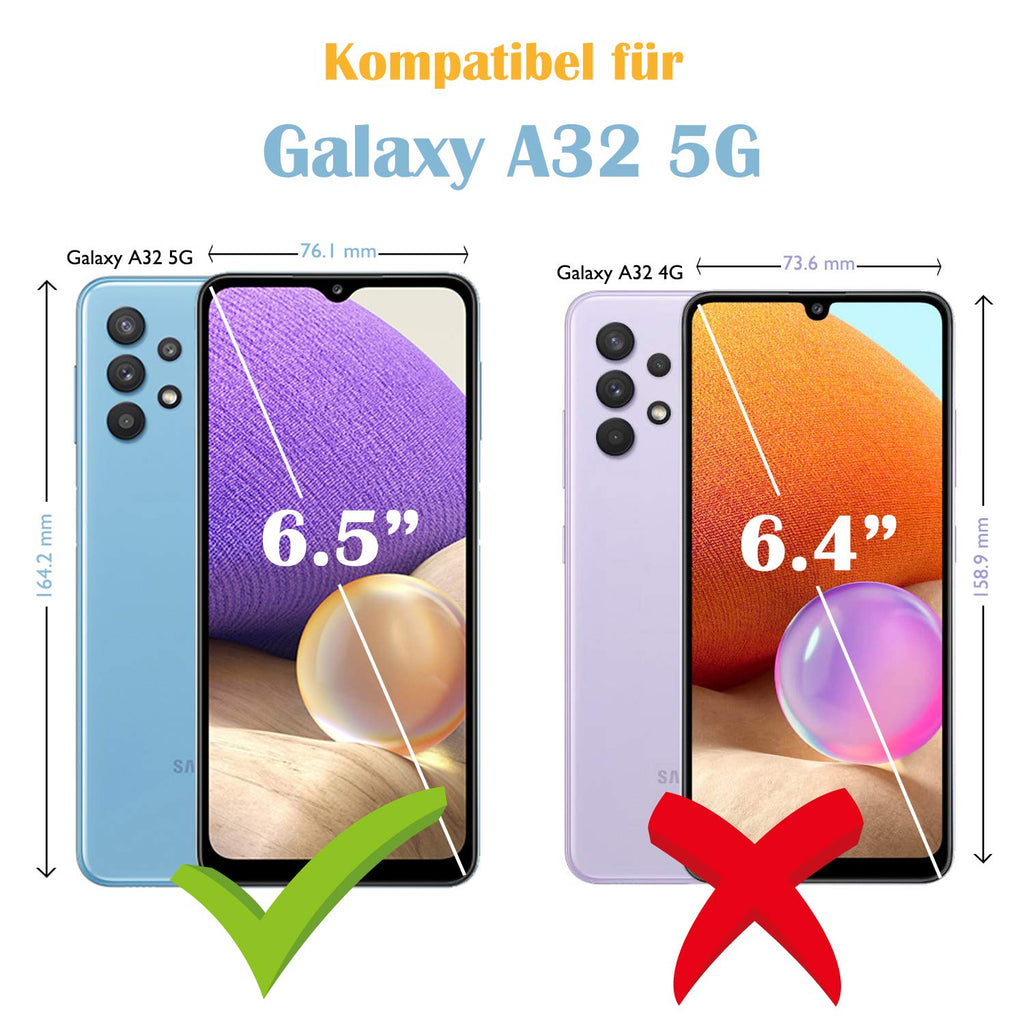 AURSTORE Handyhülle Kompatibel Mit Samsung Galaxy A32 5G Hülle, Premium PU Leder Schutzhülle Abdeckung, Magnetverschluss,Tasche Leder Flip Case Brieftasche Etui für (Samsung A32 5G, Schwarz Book)