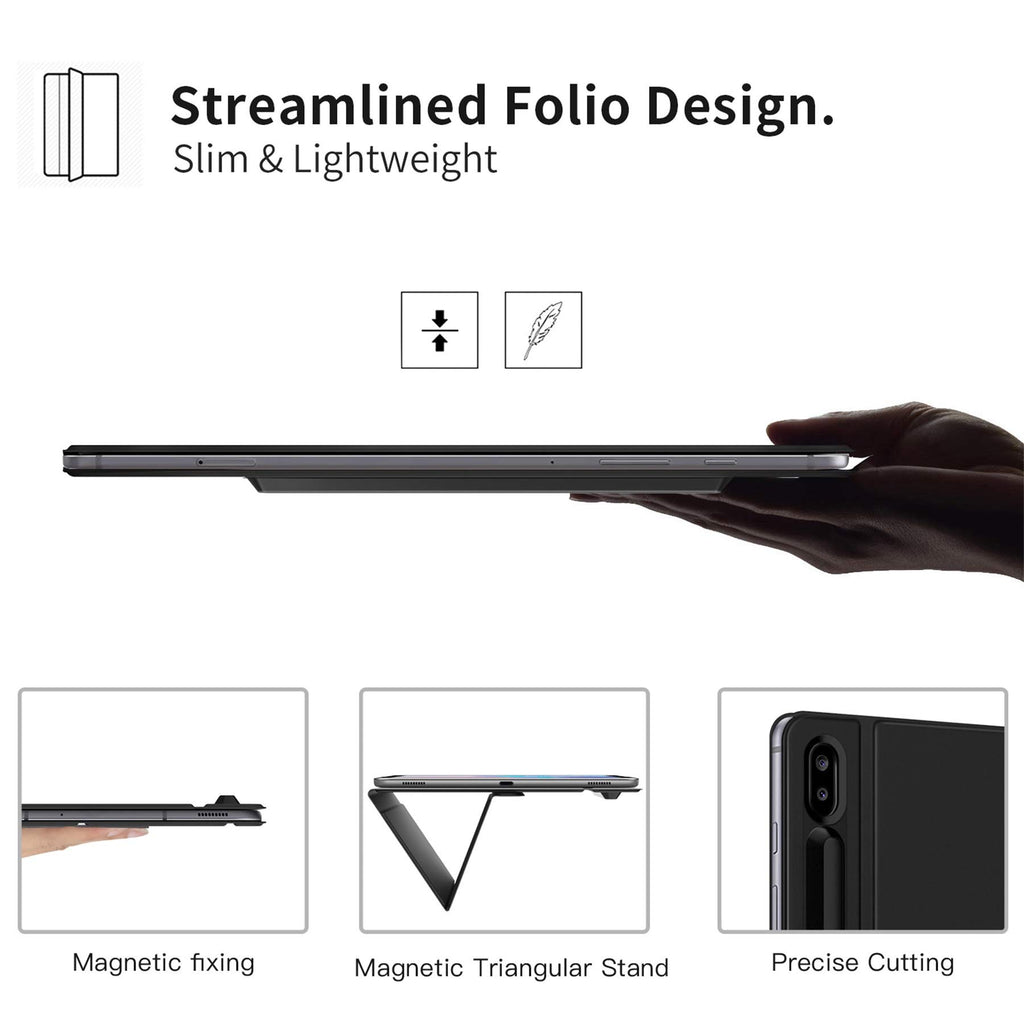 Ztotops Hülle für Samsung Galaxy Tab S6 10.5, Ultra dünn Smart Magnetische Abdeckung, Mit S Pen Halter und Auto Schlaf/Wach Funktion, für Samsung Galaxy Tab S6 10.5 Zoll 2019 (SM-T860/T865), Schwarz