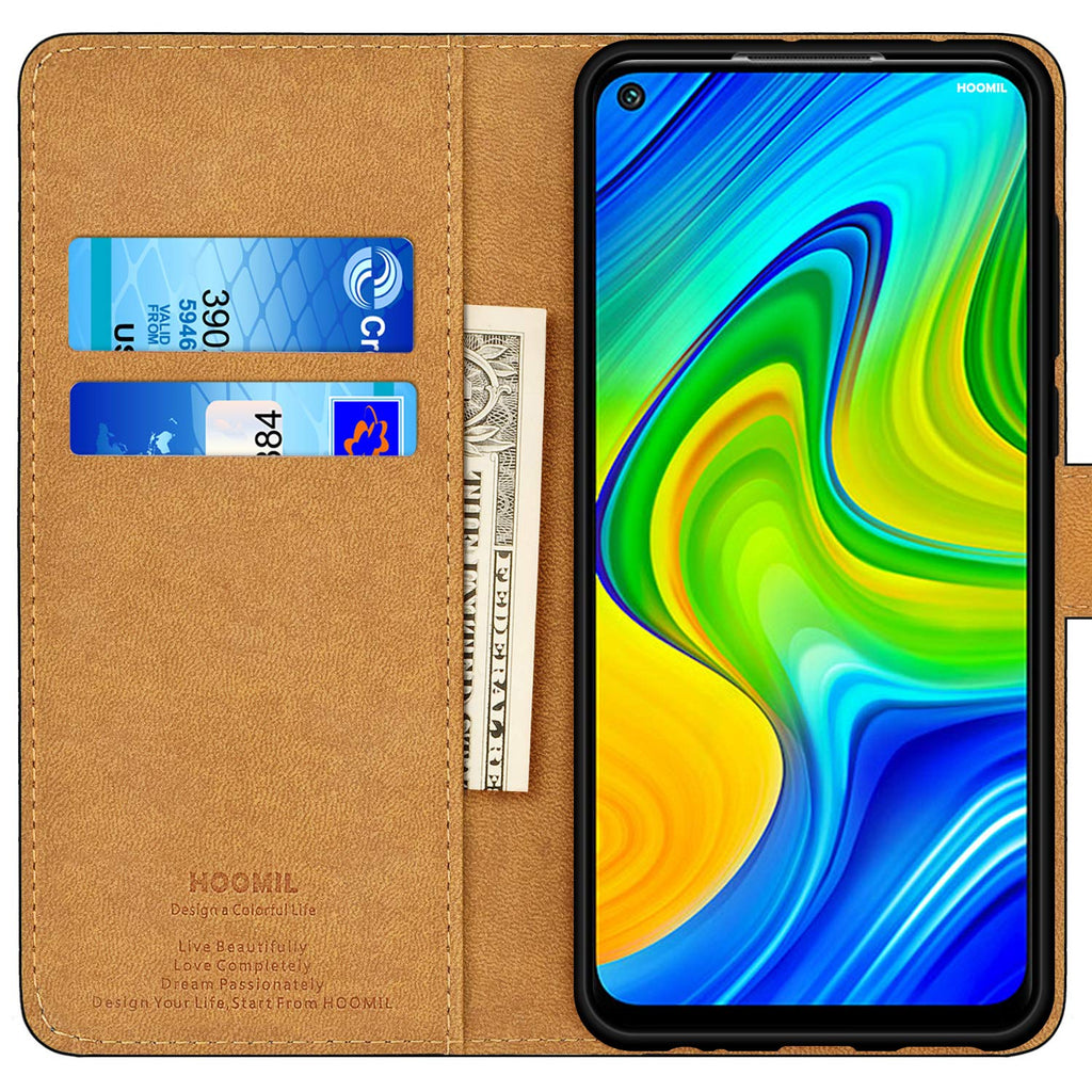 HOOMIL Handyhülle für Xiaomi Redmi Note 9 Hülle, Premium PU Leder Flip Case Schutzhülle für Xiaomi Redmi Note 9 Tasche, Schwarz