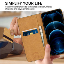 Laden Sie das Bild in den Galerie-Viewer, HOOMIL Kompatibel mit MagSafe Handyhülle für iPhone 12 Hülle, für iPhone 12 Pro Hülle, Leder Tasche Flip Case Schutzhülle für Apple iPhone 12/12 Pro - Schwarz