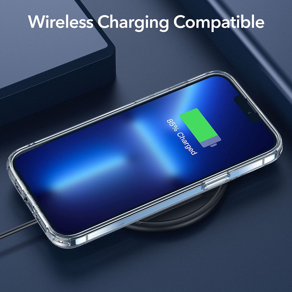 ESR dünne Silikon Hülle kompatibel mit iPhone 13 Pro, transparentes Hybrid Case, kratzresistente Rückseite, griffiger Schutzrahmen, Klar