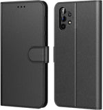 AURSTORE Handyhülle Kompatibel Mit Samsung Galaxy A32 5G Hülle, Premium PU Leder Schutzhülle Abdeckung, Magnetverschluss,Tasche Leder Flip Case Brieftasche Etui für (Samsung A32 5G, Schwarz Book)