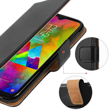 Laden Sie das Bild in den Galerie-Viewer, HOOMIL Handyhülle für Samsung Galaxy M20 Hülle, Premium PU Leder Flip Schutzhülle für Samsung Galaxy M20 Tasche, Schwarz