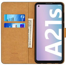 Laden Sie das Bild in den Galerie-Viewer, HOOMIL Handyhülle für Samsung Galaxy A21S Hülle, Premium PU Leder Flip Case Schutzhülle für Samsung Galaxy A21S Tasche, Schwarz