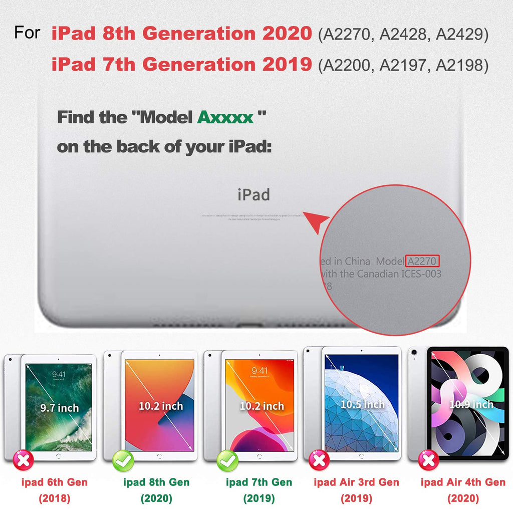 iPad 9th/ 8th/ 7th Generation Case (iPad 10.2 inch Rugged Case 2021/2020/2019) with Screen Protector, Rotating Stand/Pencil Holder/Carrying Shoulder Strap (Black)