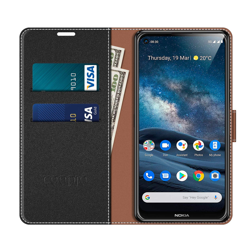 COODIO Handyhülle für Nokia 8.3 5G Handy Hülle, Nokia 8.3 5G Hülle Leder Handytasche für Nokia 8.3 5G Klapphülle Tasche, Schwarz