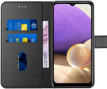 Laden Sie das Bild in den Galerie-Viewer, AURSTORE Handyhülle Kompatibel Mit Samsung Galaxy A32 5G Hülle, Premium PU Leder Schutzhülle Abdeckung, Magnetverschluss,Tasche Leder Flip Case Brieftasche Etui für (Samsung A32 5G, Schwarz Book)