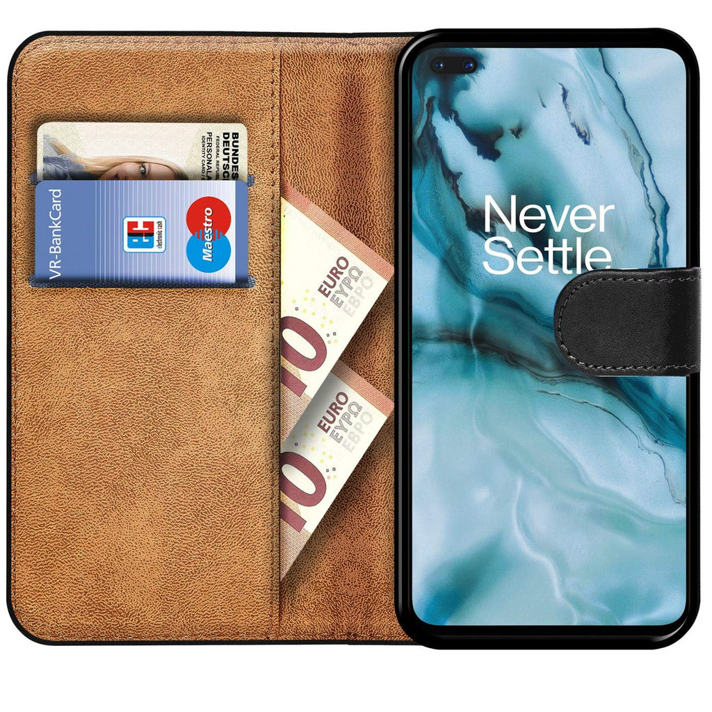 Verco OnePlus 8 Pro Hülle, Handyhülle für OnePlus 8 Pro Tasche PU Leder Flip Case Brieftasche, Schwarz