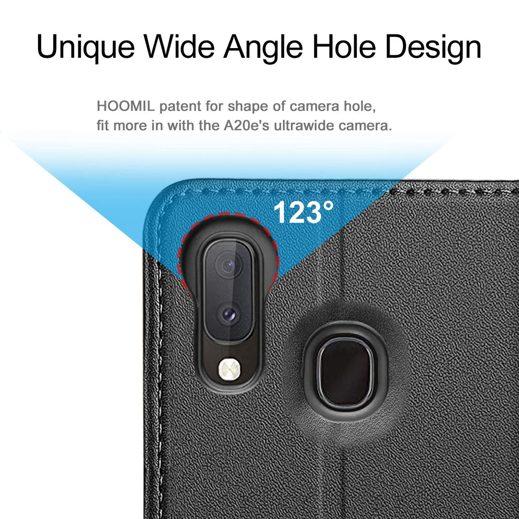 HOOMIL Handyhülle für Samsung Galaxy A20e Hülle Leder Tasche Flip Case Schutzhülle Kompatibel mit Samsung A20e Hülle Schwarz