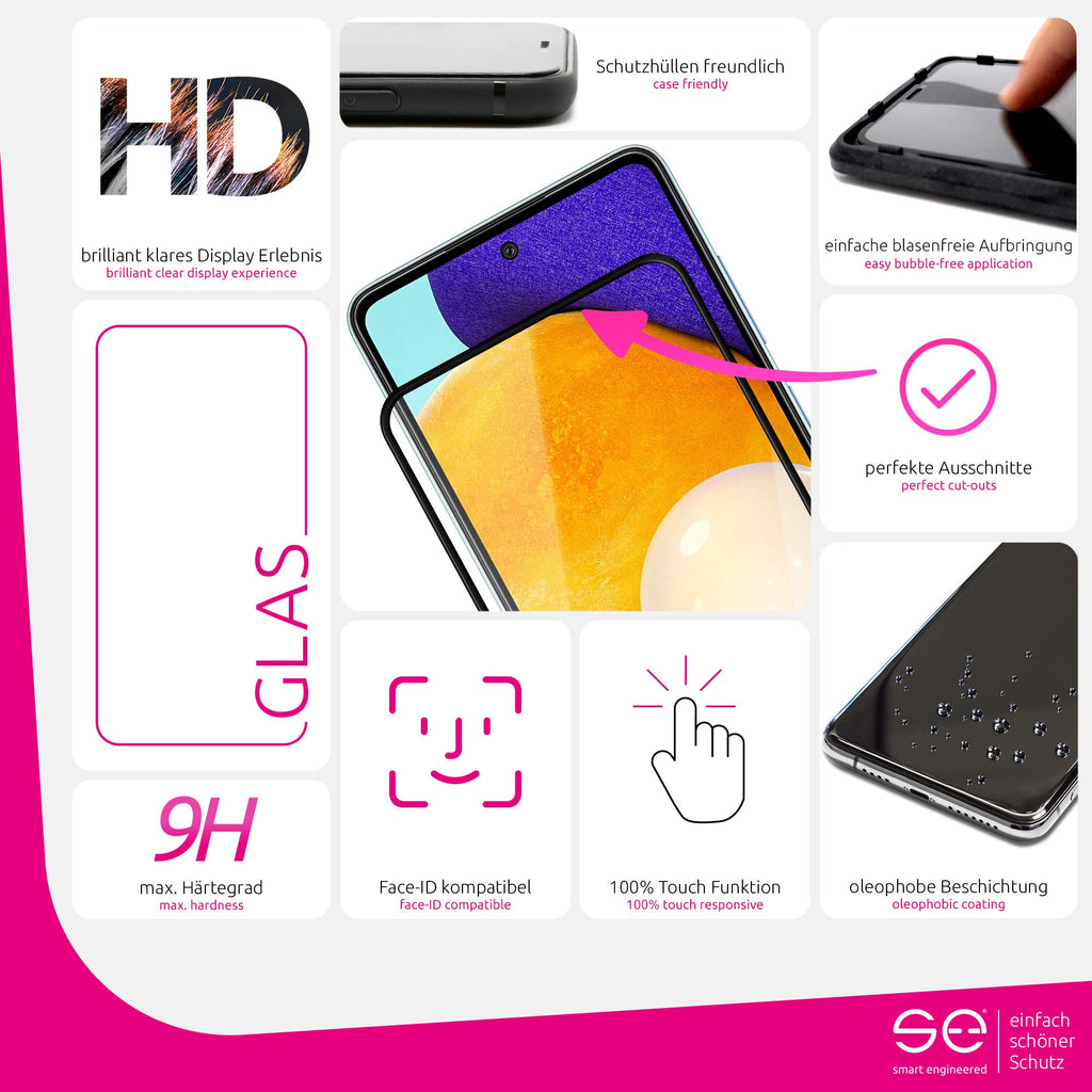 2x 3D Panzerglas für Samsung Galaxy A52 & A52 5G - Volle Abdeckung - 100% Fingerabdrucksensor - Installationshilfe - Hüllenfreundlich - Blasenfrei - Stoßfest - Kratzfest - 9H Glas Displayschutz