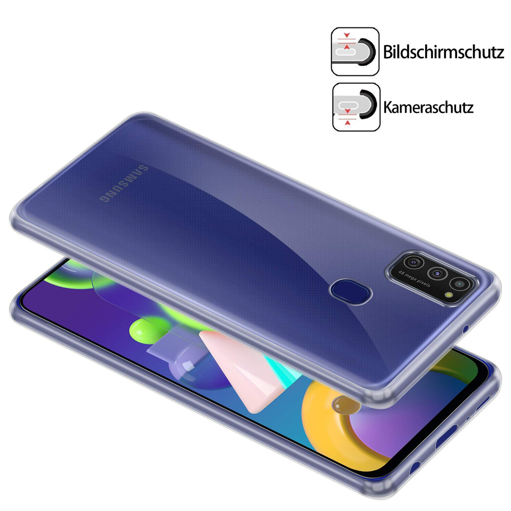 HSP Transparente Hülle kompatibel mit Samsung Galaxy M21 | Premium TPU Silikon Case | Kratzfest Stoßfest Klar | Microdot Handyhülle | Passgenaue, weiche, durchsichtige Schutzhülle