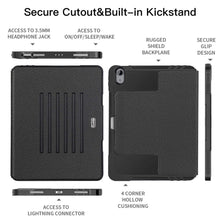 Laden Sie das Bild in den Galerie-Viewer, ZtotopCase Hülle für iPad Air 4 10.9 2020, Robuste Stoßfeste Magnetisch Schutzhülle, mit Mehrfachwinkel, Stifthalter, für iPad Air 4 10,9 Zoll 2020, Schwarz, ZTPC-iPad 10.8 DJD Black-us_SML