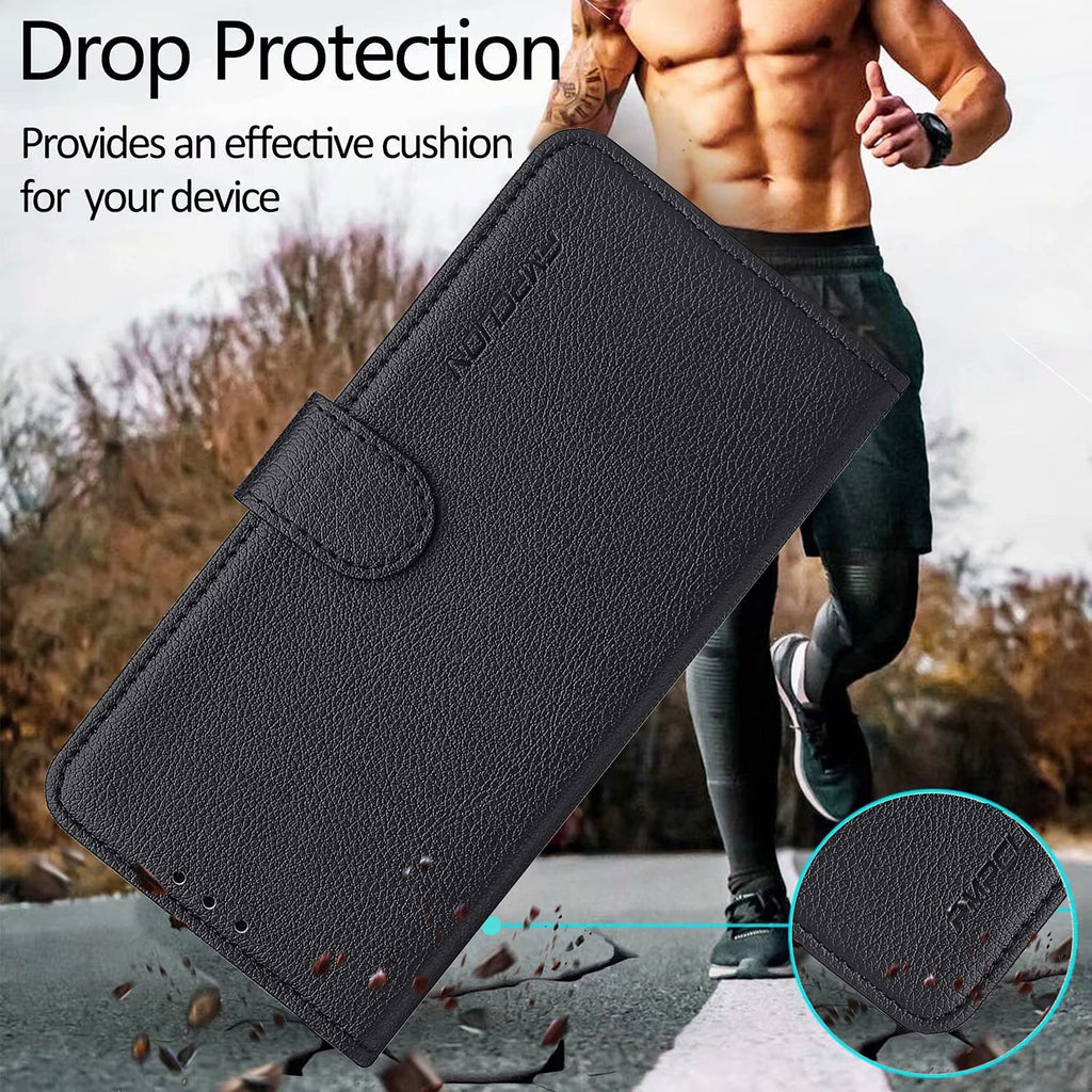 FMPCUON Handyhülle Kompatibel mit Samsung Galaxy A70 Hülle Leder PU Leder Tasche,Flip Case Lederhülle Handyhülle Etui Handytasche Schutzhülle für Galaxy A70,Schwarz