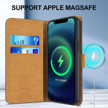 Laden Sie das Bild in den Galerie-Viewer, HOOMIL Kompatibel mit MagSafe Handyhülle für iPhone 12 Hülle, für iPhone 12 Pro Hülle, Leder Tasche Flip Case Schutzhülle für Apple iPhone 12/12 Pro - Schwarz