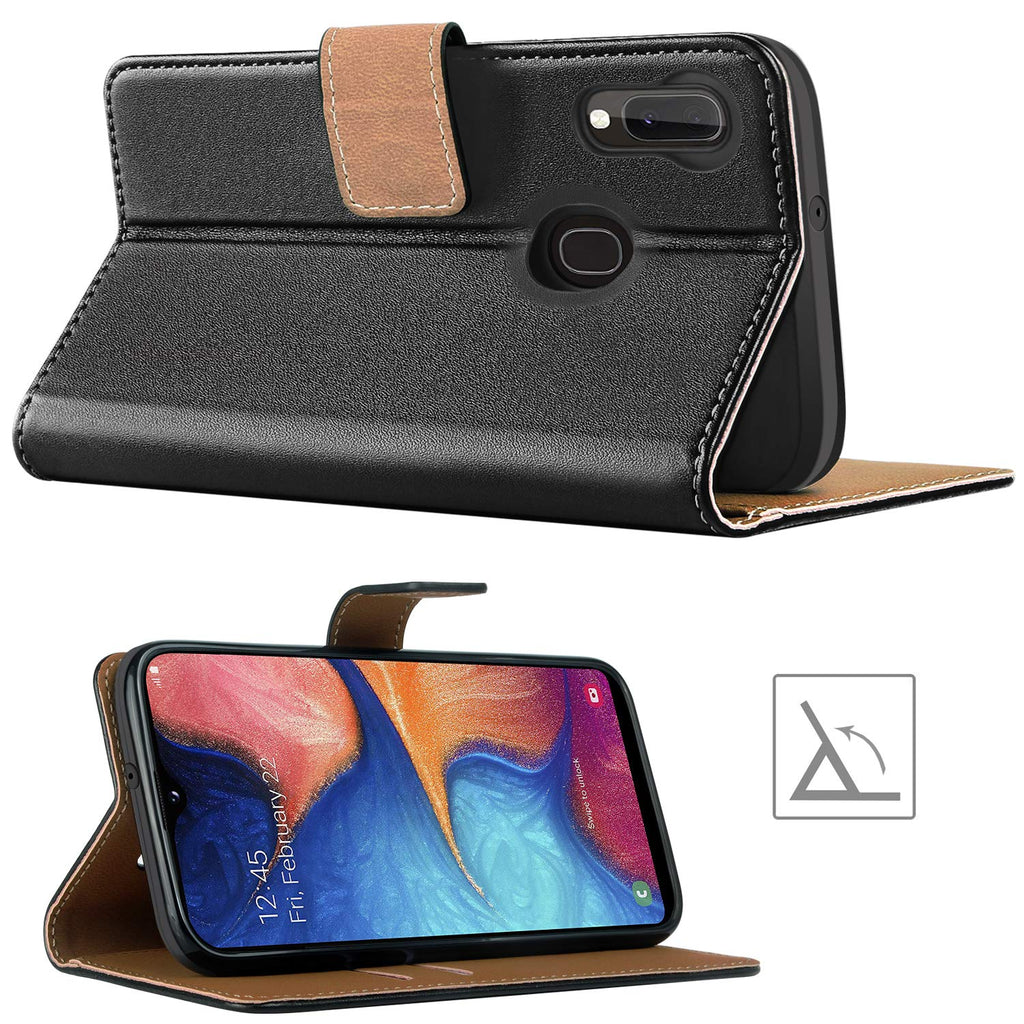 HOOMIL Handyhülle für Samsung Galaxy A20e Hülle Leder Tasche Flip Case Schutzhülle Kompatibel mit Samsung A20e Hülle Schwarz
