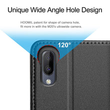 Laden Sie das Bild in den Galerie-Viewer, HOOMIL Handyhülle für Samsung Galaxy M20 Hülle, Premium PU Leder Flip Schutzhülle für Samsung Galaxy M20 Tasche, Schwarz