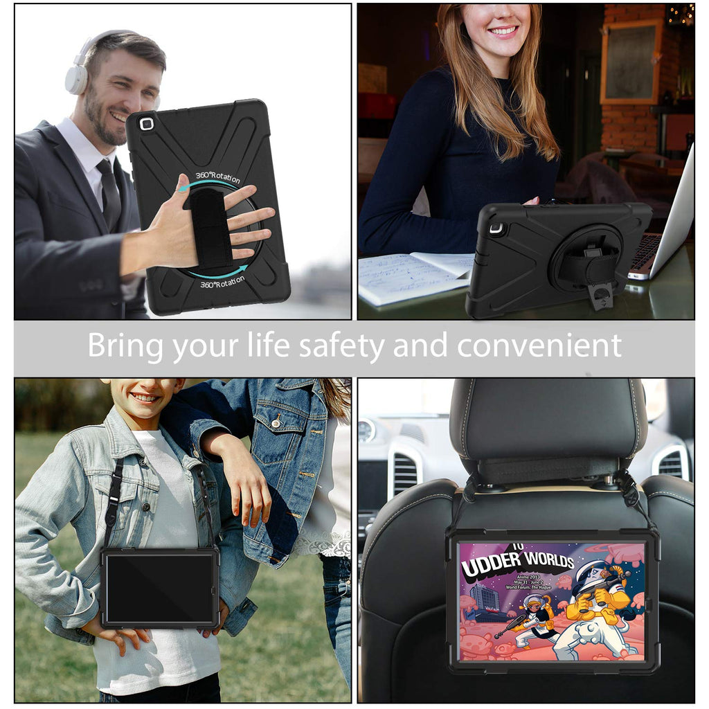 Gerutek Hülle für Tab S5e 10.5 Zoll Cover SM-T725/T720 Samsung Galaxy Case, Stoßfeste Robust Panzerhülle mit 360 Drehbar Stände, Handschlaufe, Schultergurt Schutzhülle, Schwarz Cover von Gerutek