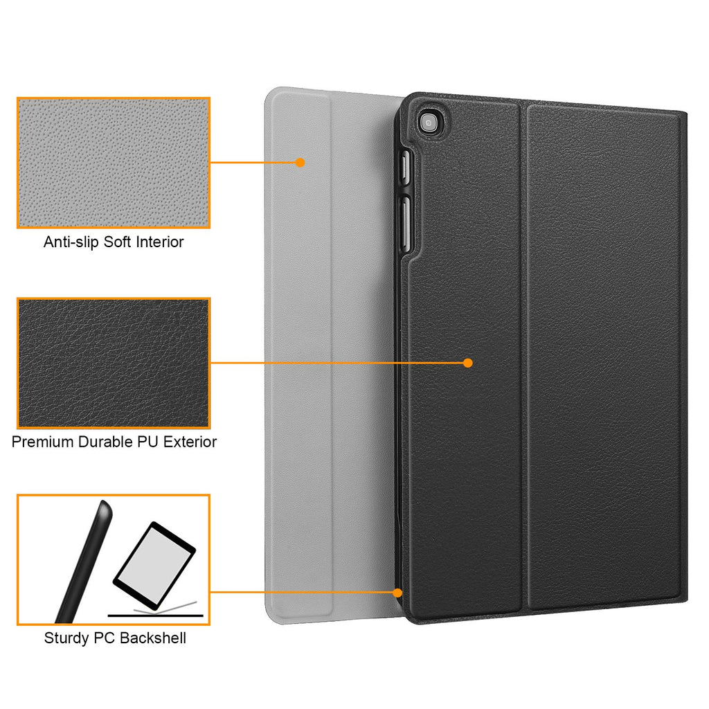 Fintie Tastatur Hülle für Samsung Galaxy Tab A 10.1 Zoll 2019 SM-T510/T515 Tablet-PC - Ultradünn leicht Schutzhülle mit magnetisch Abnehmbarer drahtloser Deutscher Bluetooth Tastatur, Schwarz