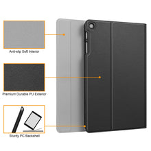 Laden Sie das Bild in den Galerie-Viewer, Fintie Tastatur Hülle für Samsung Galaxy Tab A 10.1 Zoll 2019 SM-T510/T515 Tablet-PC - Ultradünn leicht Schutzhülle mit magnetisch Abnehmbarer drahtloser Deutscher Bluetooth Tastatur, Schwarz